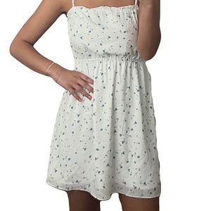 Aritzia White with Blue Floral Mini Dress